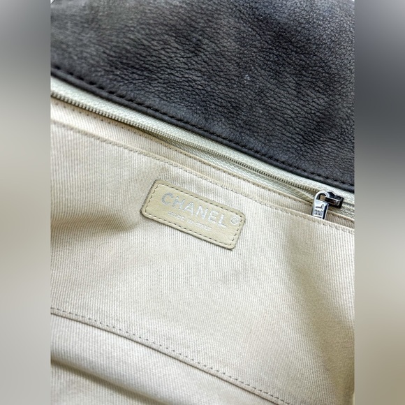Chanel wild whipstitch flap bag grey suede silver hardware with card - Picture 8 of 16
